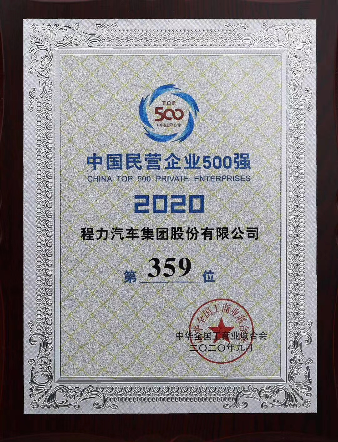 程力中國民營企業(yè)500強(qiáng)排名